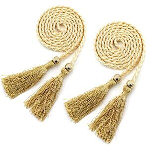 2 Pack Women Girls Braided Knotted Waist Belt Skinny Mixed Color Rope Exotic🐨